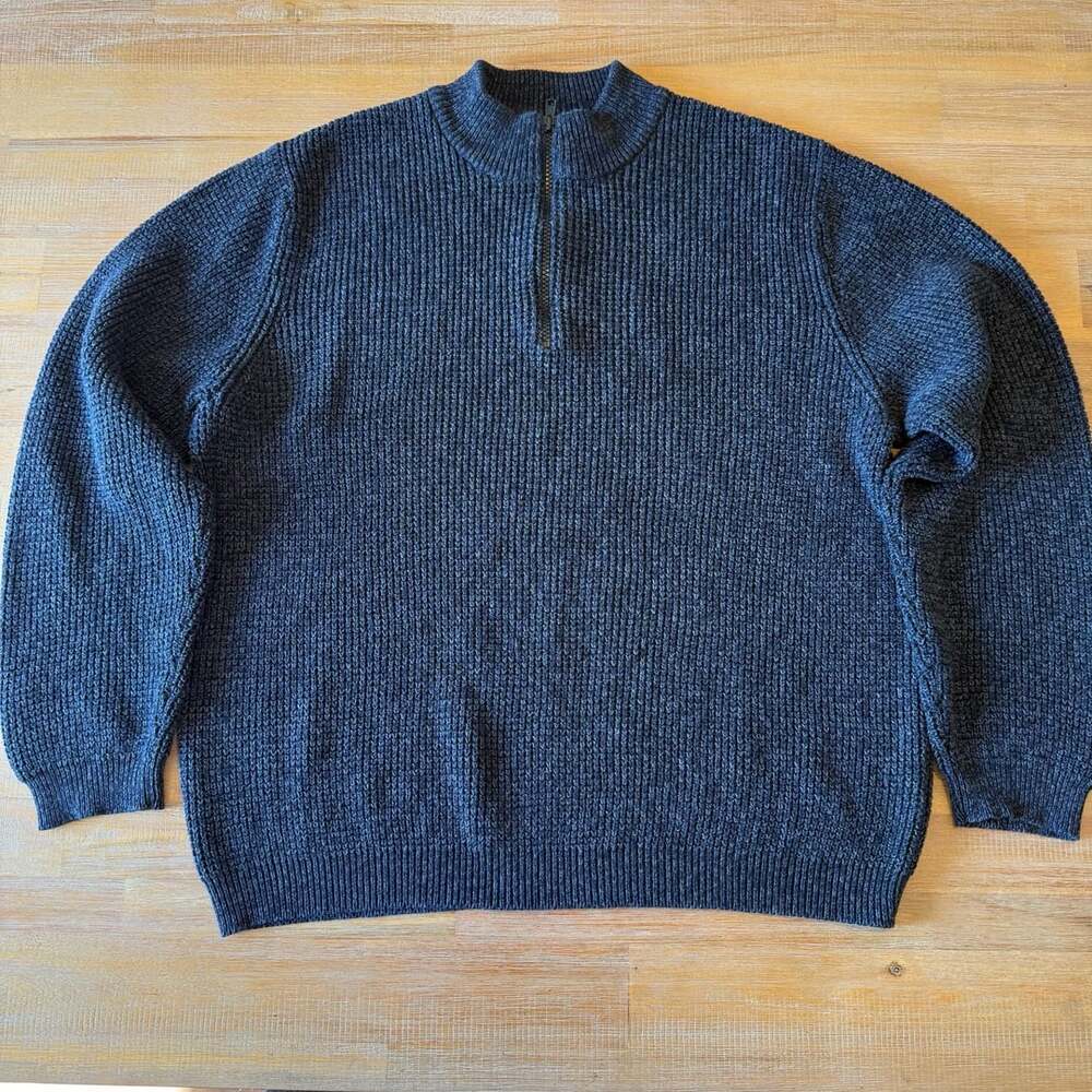 Vintage Eddie Bauer Sweater Mens L Large 1/4 Zip Ribbed Knit Cotton Australia